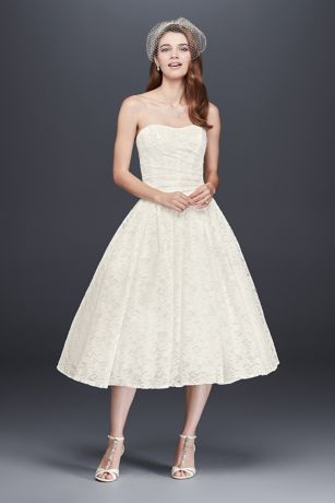 Strapless Tea Length Wedding Dress